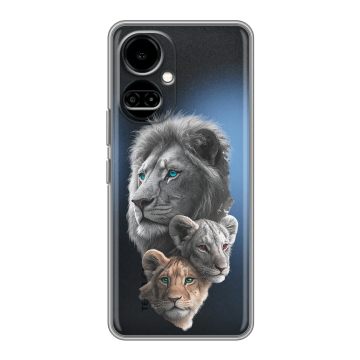 Силиконовый чехол на Tecno Camon 19 с принтом Львы