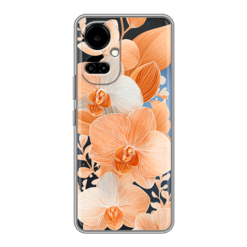 Силиконовый чехол на Tecno Camon 19 с принтом Бежевые цветы