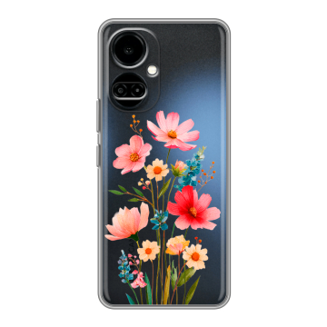 Силиконовый чехол на Tecno Camon 19 с принтом Цветы
