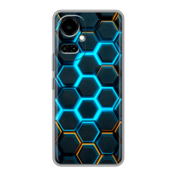 Силиконовый чехол на Tecno Camon 19 с принтом Неоновые соты
