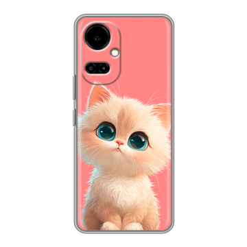 Силиконовый чехол на Tecno Camon 19 с принтом Розовый котенок