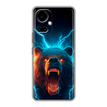 Силиконовый чехол на Tecno Camon 19 с принтом Медведь
