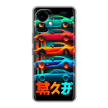 Силиконовый чехол на Tecno Camon 19 с принтом машины тачки