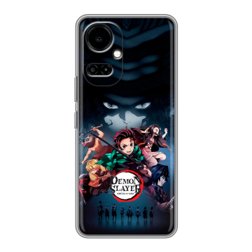Силиконовый чехол на Tecno Camon 19 с принтом Demon Slayer Клинок рассекающий демонов