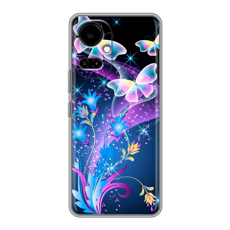 Силиконовый чехол на Tecno Camon 19 с принтом Бабочки Силиконовый чехол на Tecno Camon 19 с принтом Бабочки