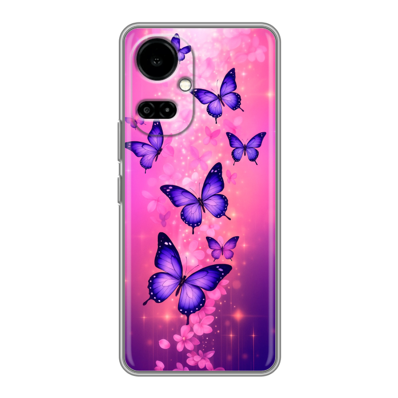 Силиконовый чехол на Tecno Camon 19 с принтом Бабочки Силиконовый чехол на Tecno Camon 19 с принтом Бабочки
