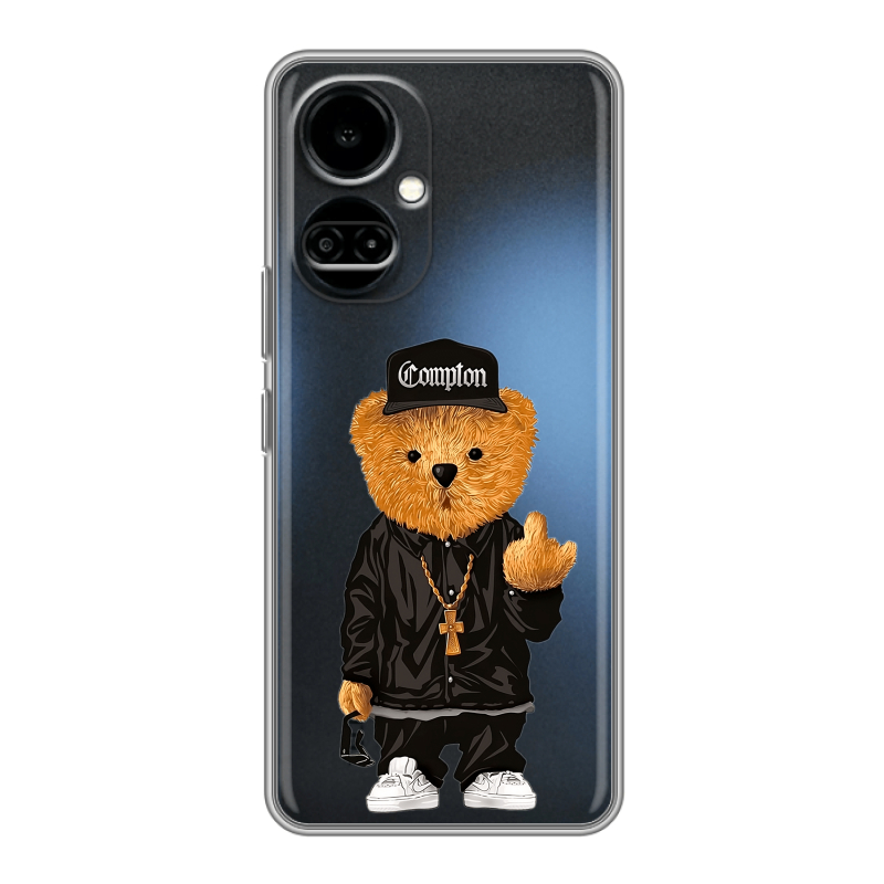 Силиконовый противоударный чехол на Tecno Camon 19 с принтом Мишка Силиконовый противоударный чехол на Tecno Camon 19 с принтом Мишка