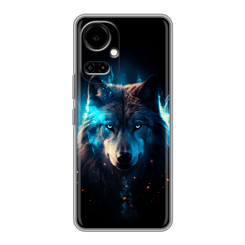 Силиконовый чехол на Tecno Camon 19 с принтом Волк ночной Силиконовый чехол на Tecno Camon 19 с принтом Волк ночной