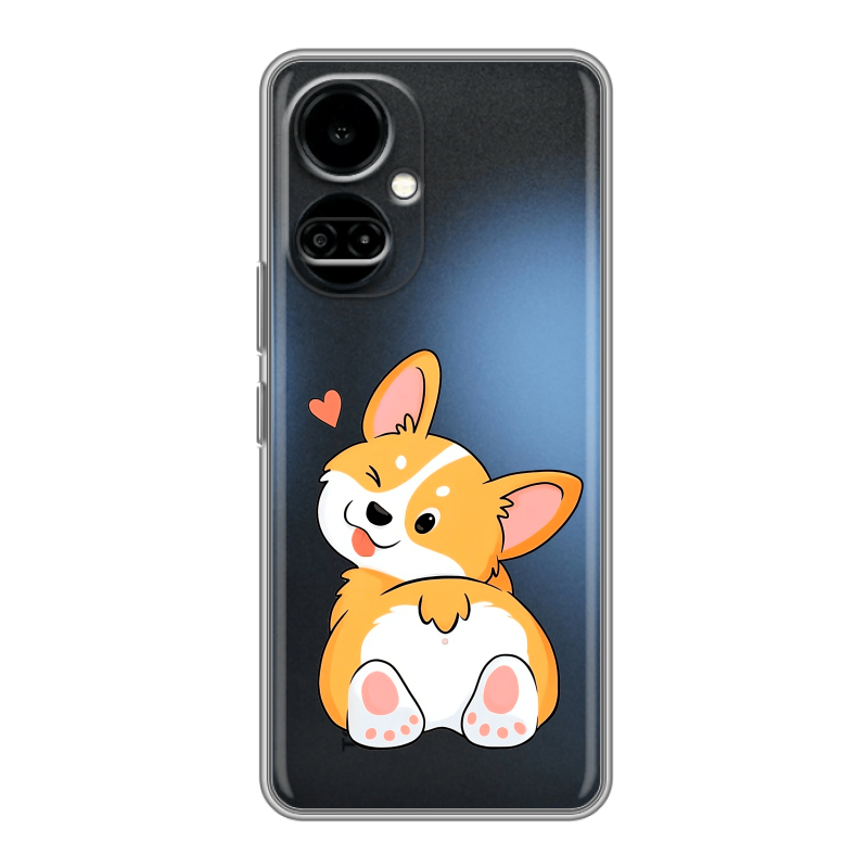Силиконовый чехол на Tecno Camon 19 с принтом Корги Силиконовый чехол на Tecno Camon 19 с принтом Корги