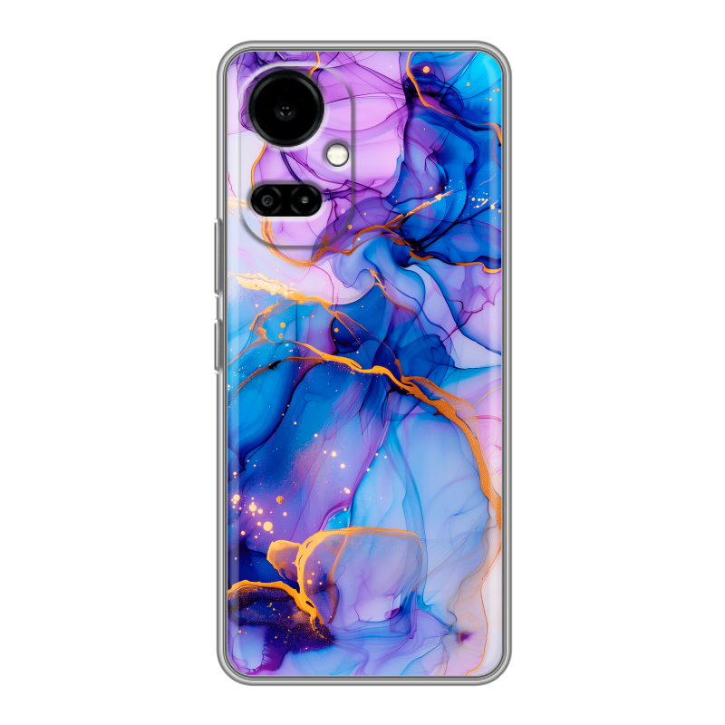 Силиконовый противоударный чехол на Tecno Camon 19 с принтом синий мрамор Силиконовый противоударный чехол на Tecno Camon 19 с принтом синий мрамор