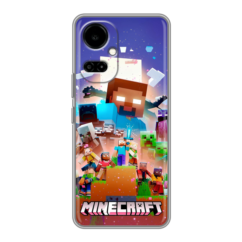 Силиконовый чехол на Tecno Camon 19 с принтом Майнкрафт Minecraft Силиконовый чехол на Tecno Camon 19 с принтом Майнкрафт Minecraft