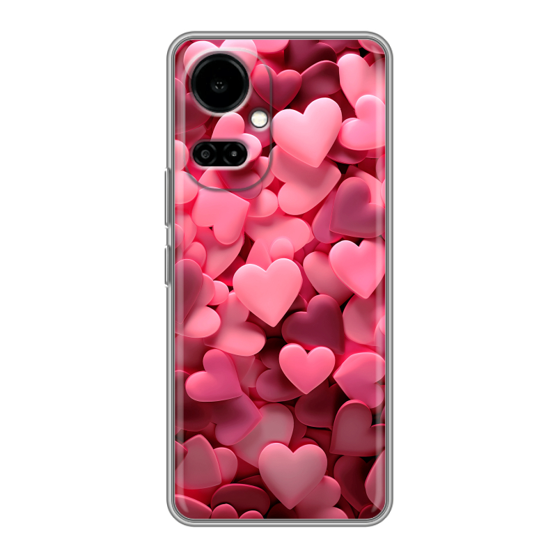 Силиконовый чехол на Tecno Camon 19 с принтом розовые сердечки Силиконовый чехол на Tecno Camon 19 с принтом розовые сердечки