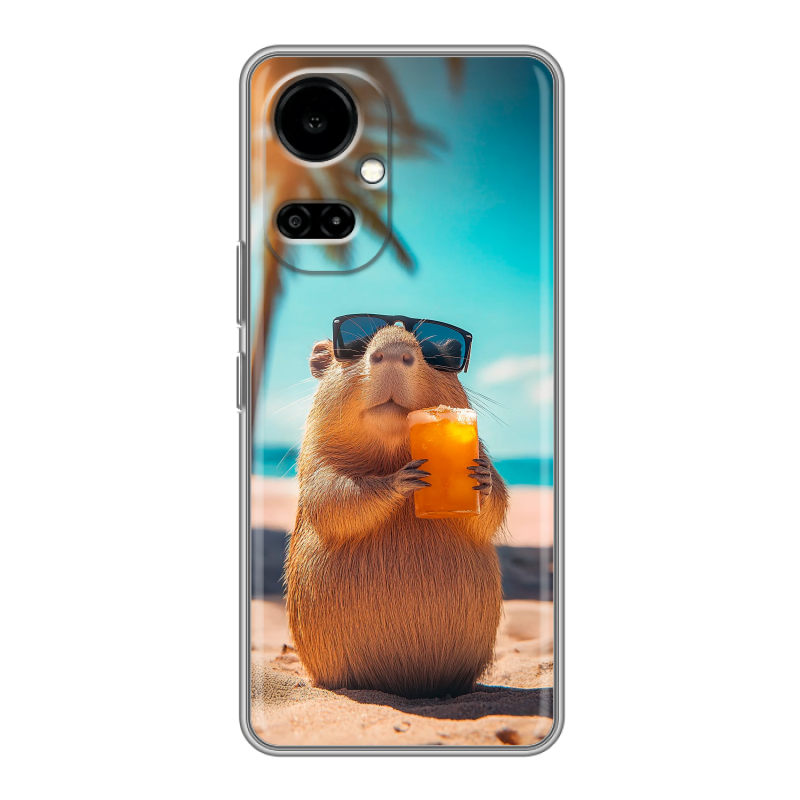 Силиконовый противоударный чехол на Tecno Camon 19 с принтом Капибара Силиконовый противоударный чехол на Tecno Camon 19 с принтом Капибара