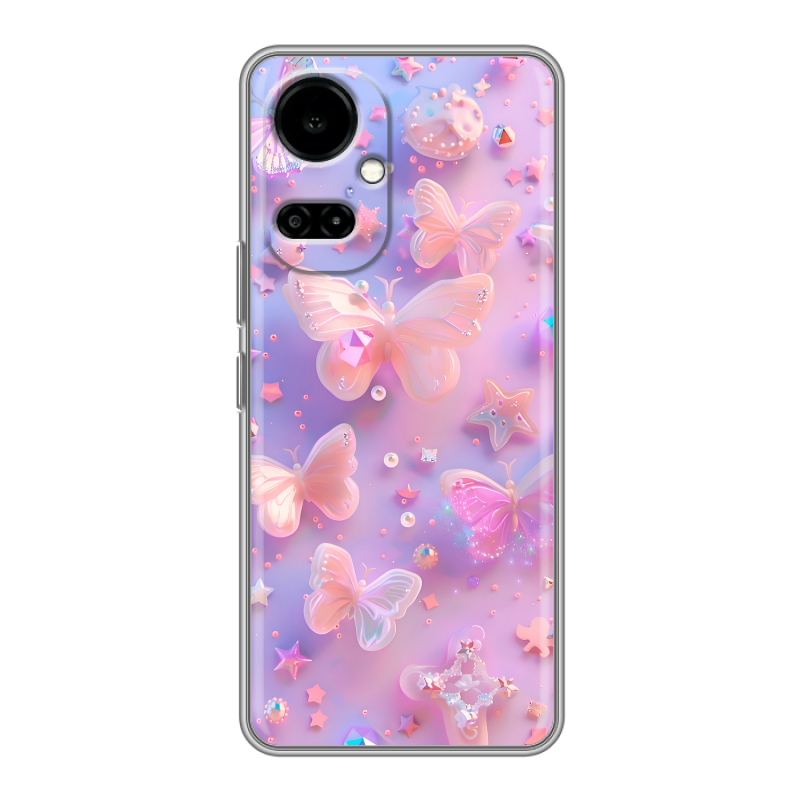 Силиконовый противоударный чехол на Tecno Camon 19 с принтом Бабочки Силиконовый противоударный чехол на Tecno Camon 19 с принтом Бабочки