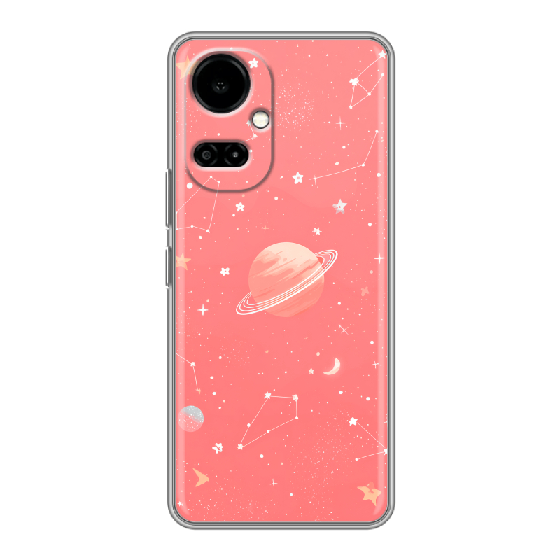 Силиконовый чехол на Tecno Camon 19 с принтом Розовый космос Силиконовый чехол на Tecno Camon 19 с принтом Розовый космос