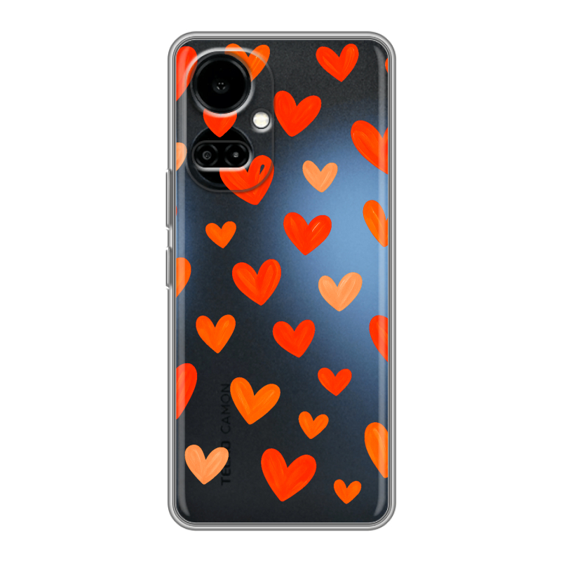 Силиконовый противоударный чехол на Tecno Camon 19 с принтом Сердечки Силиконовый противоударный чехол на Tecno Camon 19 с принтом Сердечки