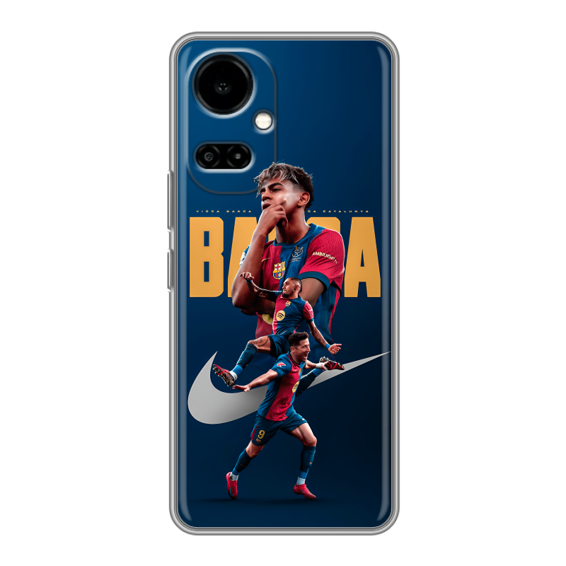 Силиконовый противоударный чехол на Tecno Camon 19 с принтом Барселона Barca Yamal Силиконовый противоударный чехол на Tecno Camon 19 с принтом Барселона Barca Yamal