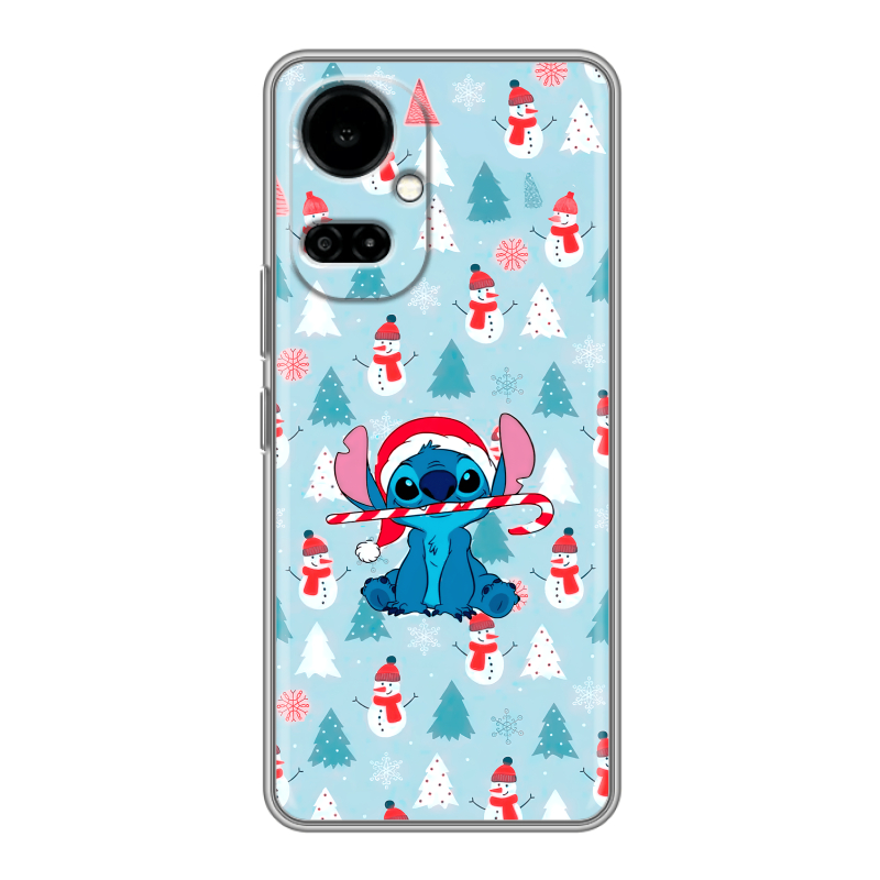 Силиконовый чехол на Tecno Camon 19 с принтом Стич Новый год Силиконовый чехол на Tecno Camon 19 с принтом Стич Новый год