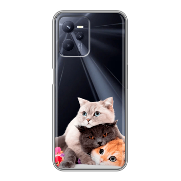 Силиконовый чехол на Realme C35 с принтом Кошки Силиконовый чехол на Realme C35 с принтом Кошки