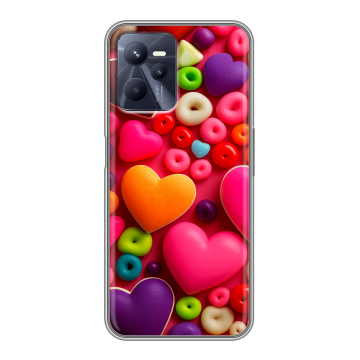 Силиконовый чехол на Realme C35 с принтом Сердечки Силиконовый чехол на Realme C35 с принтом Сердечки