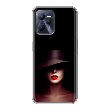 Силиконовый чехол на Realme C35 с принтом Девушка в шляпе
