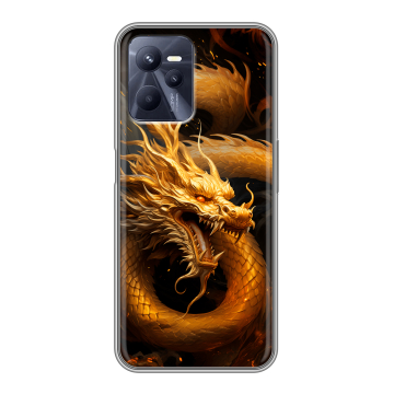 Силиконовый чехол на Realme C35 с принтом Золотой дракон Силиконовый чехол на Realme C35 с принтом Золотой дракон