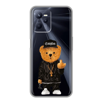 Силиконовый чехол на Realme C35 с принтом Плюшевый медведь