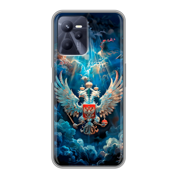 Силиконовый чехол на Realme C35 с принтом Герб флаг России