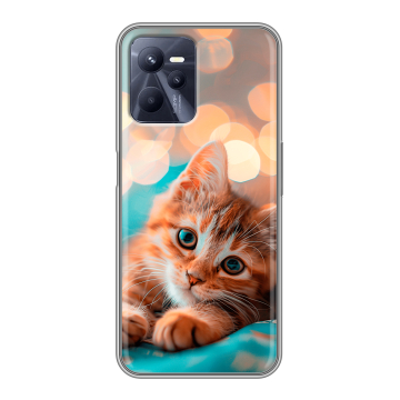 Силиконовый чехол на Realme C35 с принтом котик
