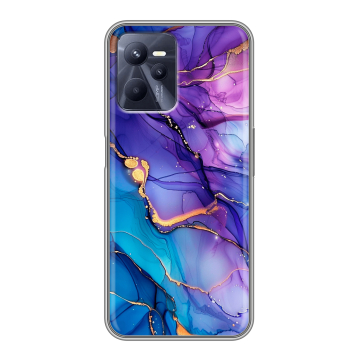 Силиконовый чехол на Realme C35 с принтом синий мрамор