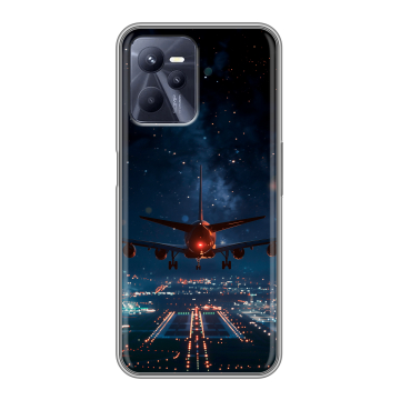 Силиконовый чехол на Realme C35 с принтом самолет
