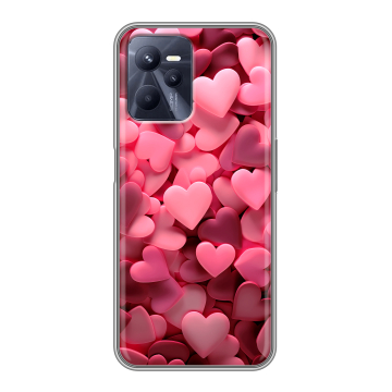 Силиконовый чехол на Realme C35 с принтом розовые сердечки