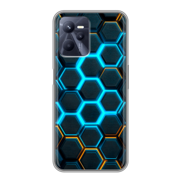Силиконовый чехол на Realme C35 с принтом Неоновые соты Силиконовый чехол на Realme C35 с принтом Неоновые соты