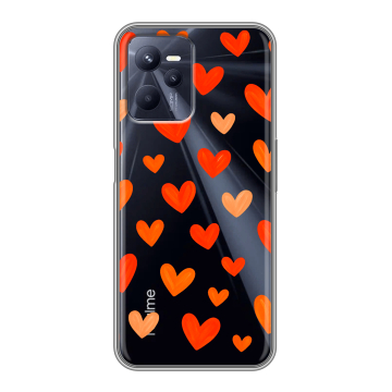 Силиконовый чехол на Realme C35 с принтом Сердечки Силиконовый чехол на Realme C35 с принтом Сердечки