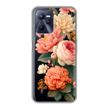 Силиконовый чехол на Realme C35 с принтом цветы Силиконовый чехол на Realme C35 с принтом цветы