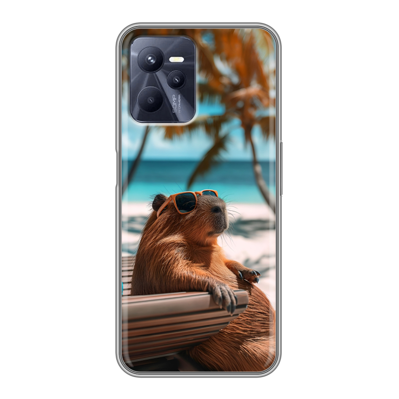 Силиконовый чехол на Realme C35 с принтом Капибара Силиконовый чехол на Realme C35 с принтом Капибара