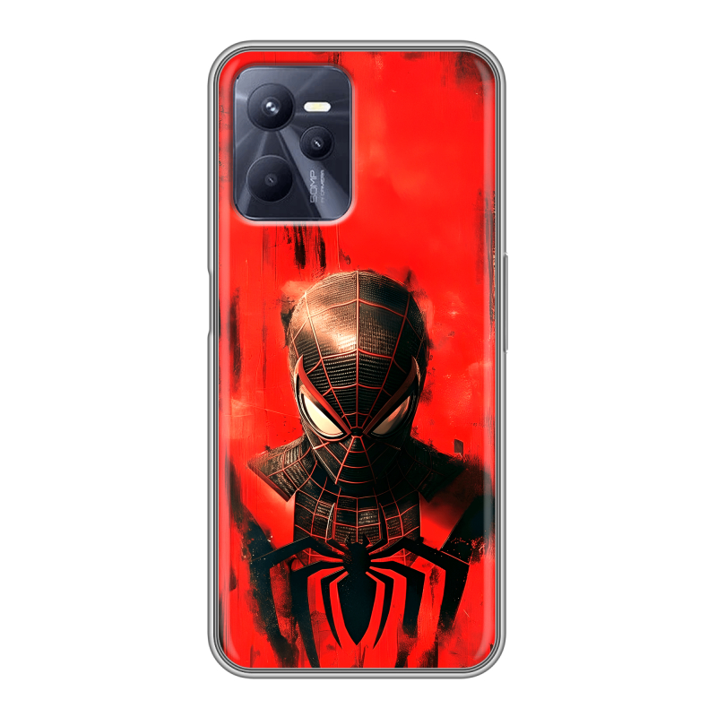 Силиконовый чехол на Realme C35 с принтом человек паук spiderman Силиконовый чехол на Realme C35 с принтом человек паук spiderman