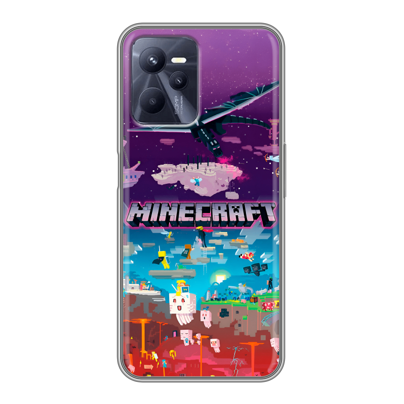 Силиконовый противоударный чехол на Realme C35 с принтом Майнкрафт Minecraft Силиконовый противоударный чехол на Realme C35 с принтом Майнкрафт Minecraft