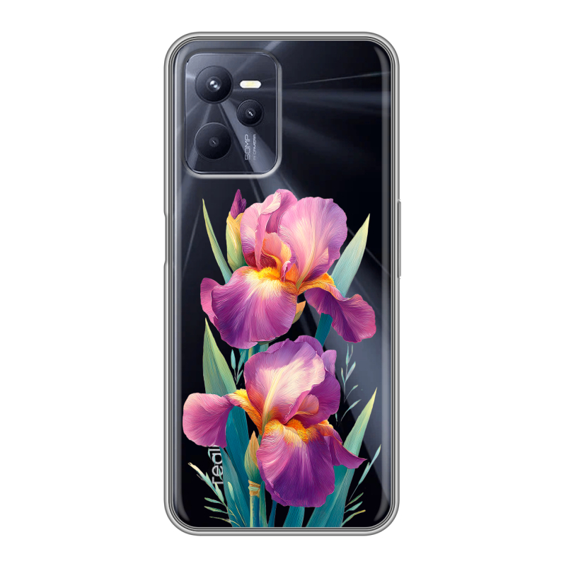 Силиконовый противоударный чехол на Realme C35 с принтом Цветы орхидеи Силиконовый противоударный чехол на Realme C35 с принтом Цветы орхидеи