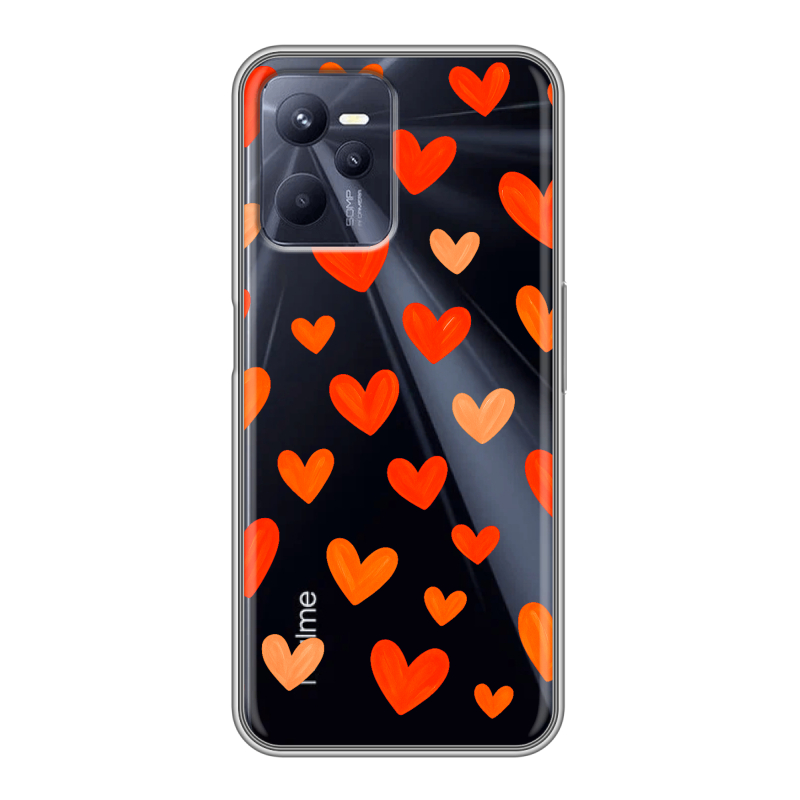Силиконовый чехол на Realme C35 с принтом Сердечки Силиконовый чехол на Realme C35 с принтом Сердечки
