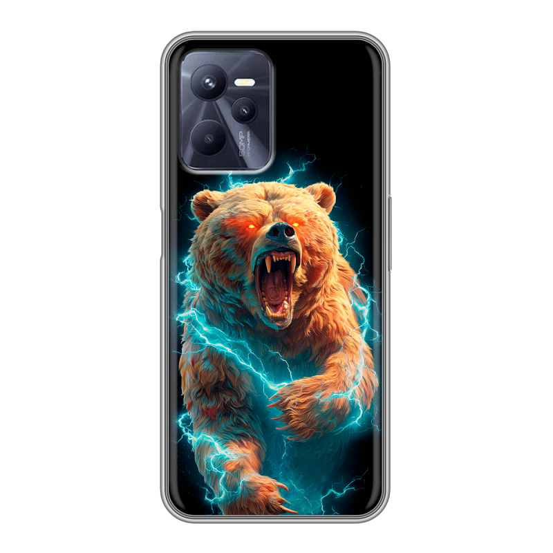 Силиконовый чехол на Realme C35 с принтом Медведь Силиконовый чехол на Realme C35 с принтом Медведь