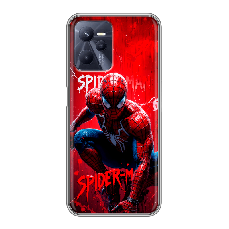 Силиконовый противоударный чехол на Realme C35 с принтом Spiderman Человек паук Силиконовый противоударный чехол на Realme C35 с принтом Spiderman Человек паук