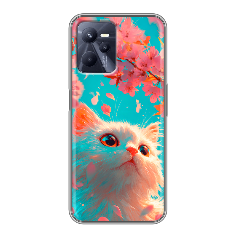 Силиконовый противоударный чехол на Realme C35 с принтом Красивый кот Силиконовый противоударный чехол на Realme C35 с принтом Красивый кот