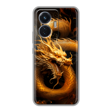 Силиконовый чехол на Vivo T1 с принтом Золотой дракон