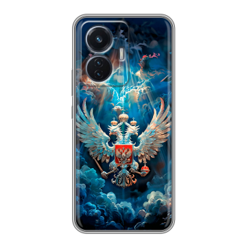 Силиконовый чехол на Vivo T1 с принтом Герб флаг России