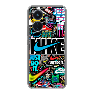 Силиконовый чехол на Vivo T1 с принтом найк nike черный