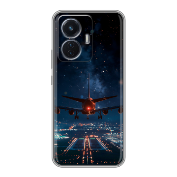 Силиконовый чехол на Vivo T1 с принтом самолет