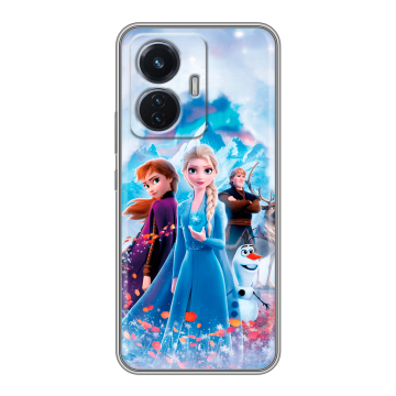 Силиконовый чехол на Vivo T1 с принтом Холодное сердце Frozen