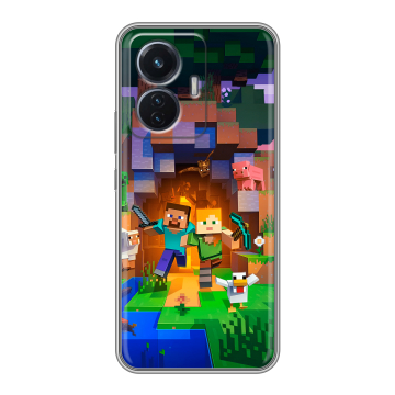 Силиконовый чехол на Vivo T1 с принтом Майнкрафт Minecraft