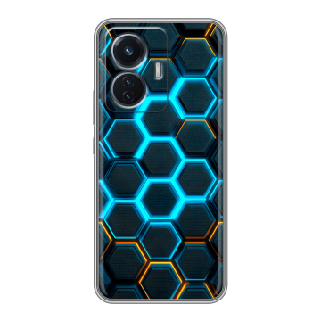 Силиконовый чехол на Vivo T1 с принтом Неоновые соты